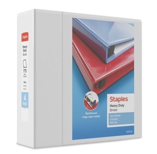 Lot of (3) Staples Heavy-Duty 4" 3-Ring View Binders - Lot 67