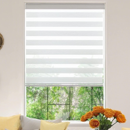 KALYSIE Zebra Roller Window Blinds, 25x64 White - Lot 454