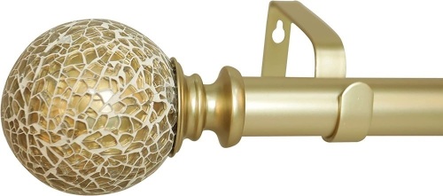 Teameletton 1" Adjustable Curtain Rod, 36 to 72", with Mosaic Ball Finials, (gold) - Lot 449