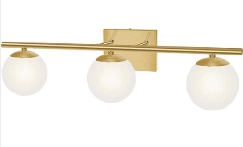 3 Light Vanity Light Fixture, Frosted Globes - Lot 299