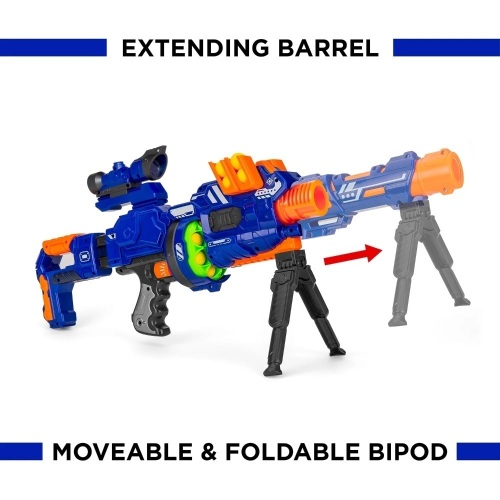 Electric Soft Foam Ball Long-Distance Blaster Toy w/ Barrel Extension, Bipod - Lot 4208