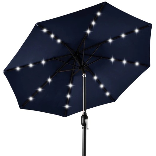 Solar LED Lighted Patio Umbrella w/ Tilt Adjustment, UV-Resistance - 10ft - Lot 4342