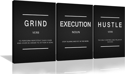 Set of 3 16x24 Success Quote Inspirational Wall Art Canvases - Lot 119
