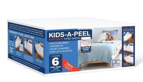 Delta Children Kids-A-Peel Disposable Fitted Sheets, 6 Pack, Waterproof, Twin Size - Lot 225