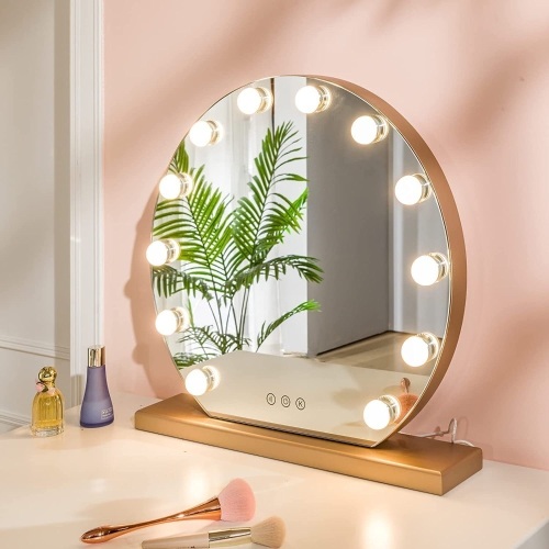 YOKUKINA Vanity Mirror with 12 LED Lights, 20 Inch (Gold) - Lot 227