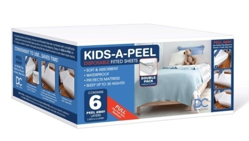 Kids-A-Peel Disposable Fitted Sheets, 6-Pack, Waterproof, For Full Size Bed - Lot 249