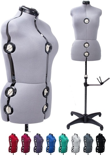 13 Dials Female Fabric Adjustable Mannequin Dress Form for Sewing with Stand, Up to 70" Shoulder Height (Large) - Lot 250