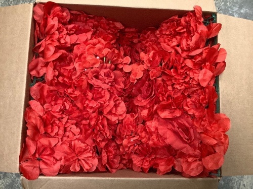 Set of 4 Large Red Artificial Flower Wall Panels - Lot 254