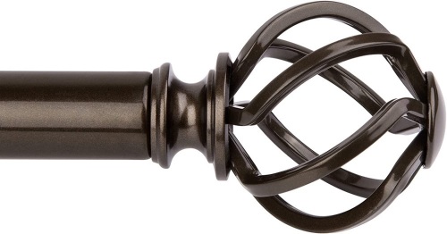 KAMANINA 1" Curtain Rod w/ Twisted Cage Finials, 36 to 72" Bronze - Lot 320