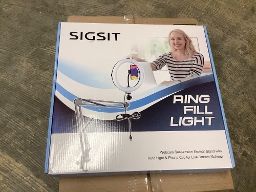 Webcam Suspension Scissor Stand with Ring Light & Phone Clip - Lot 365