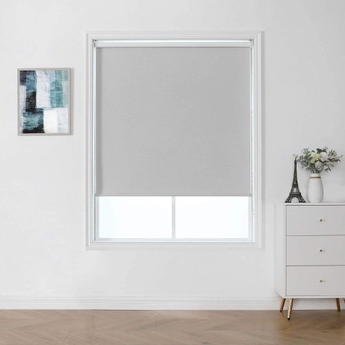 ChrisDowa 100% Blackout Roller Shade, Light grey, 50" W x 72" H - Lot 372