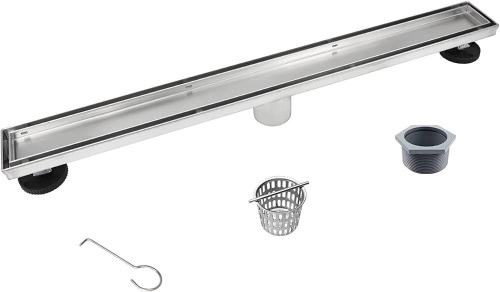 Bernkot Linear Shower Drain Brushed Tile Inserted Drain Grate 26" - Lot 511