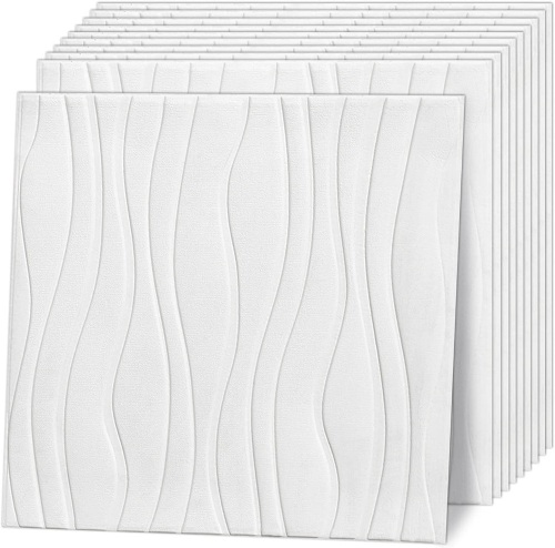 10pk Large 3D Peel and Stick Wave Wall Panels - Lot 384