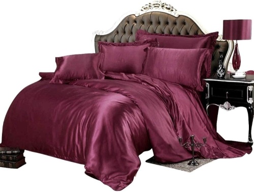Opulence 5 Pc Silk Bedding Set- One Flat Sheet, One Fitted Sheet, Two Pillowcases & One 1 Duvet Cover, Twin XL - Lot 359