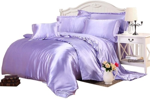 Opulence 7 Pc Silk Bedding Set- One Flat Sheet, One Fitted Sheet, Four Pillowcases & One 1 Duvet Cover, King - Lot 471