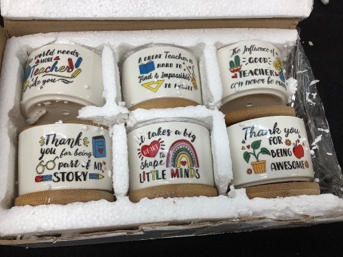Set of 6 Teacher Theme Planters - Lot 548