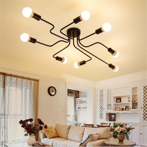 Industrial Metal Flush Mount Black Art Deco Ceiling Light  - Lot 270