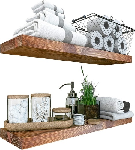 Wood Floating Shelves Set of 2, 24"D x 6.7"W x 1.2"H - Lot 171