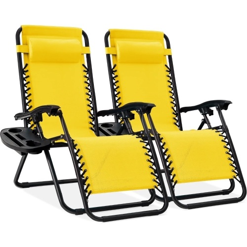 Set of 2 Adjustable Zero Gravity Patio Chair Recliners w/ Cup Holders - Lot 4789