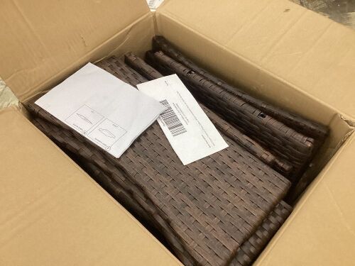 3-Piece Outdoor Patio Wicker Bistro Set w/ Side Storage Table  - Lot 357