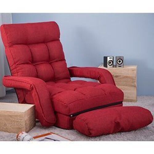 Folding Lazy Floor Chair Sofa Lounger Bed with Armrests and a Pillow - Lot 209