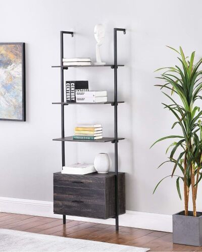 Ohuhu 3-Tier Industrial Bookshelf with Drawers  - Lot 278