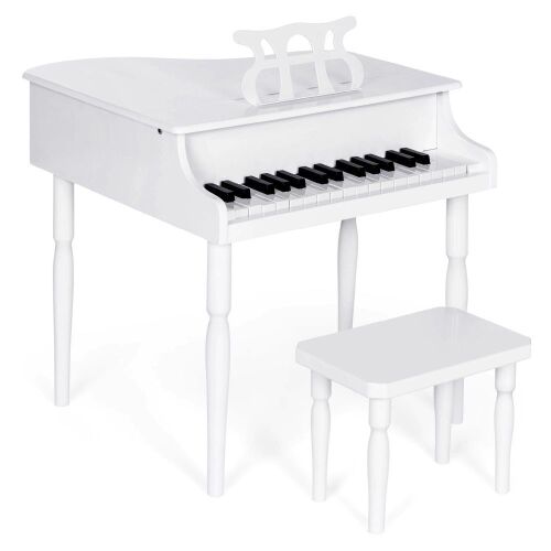 Kids Mini Wooden Grand Piano w/ Lid, Bench, Music Rack, Song Book, Stickers  - Lot 376