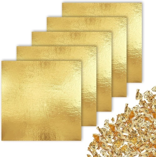 Lot of (4) CZ Store Gold Leaf Foil Sheets, 5.5" x 5.5" | 100 Pcs for Arts & Crafts, Decorations, Slime, Nails, Resin, DIY - Lot 7