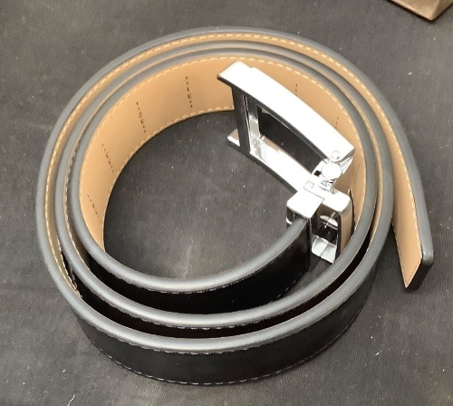 Men's Leather Belt, Waist 32-36, Black - Lot 418