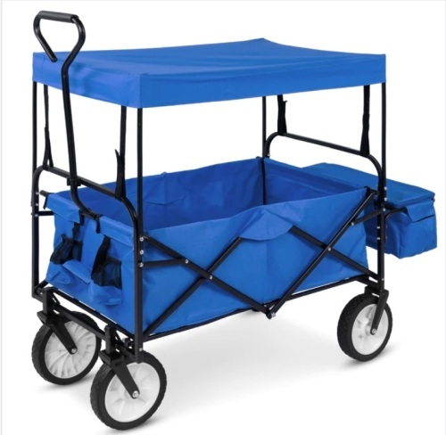 Utility Wagon Cart w/ Folding Design, 2 Cup Holders, Removable Canopy - Lot 209