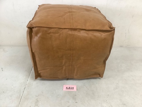 Brown Leather Cube Ottoman - Lot 4814