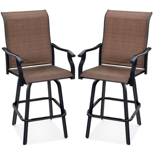 Set of 2 Swivel Barstools w/ 360 Rotation, All-Weather Mesh - Lot 4930