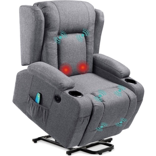 Electric Power Lift Recliner Massage Chair w/ Heat, USB Port, Cupholders - Lot 4953