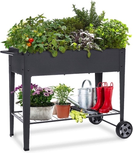 FOYUEE Raised Planter Box with Legs Outdoor Elevated Garden Bed On Wheels for Vegetables Flower Herb Patio - Lot 5029