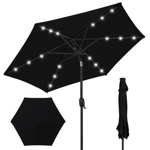 Outdoor Solar Patio Umbrella w/ Push Button Tilt, Crank Lift - Lot 5109