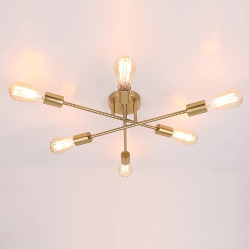 FLAMWILD Gold Modern Sputnik Ceiling Light - Lot 206