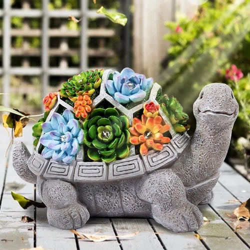 Turtle Garden Decor Solar Statue with 7 LED Lights - Lot 307
