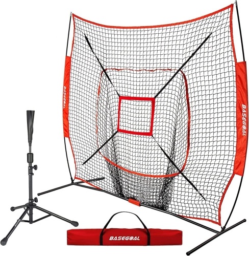 Basegoal 7'×7' Baseball / Softball Practice Net w/ with Batting Tee - Lot 161