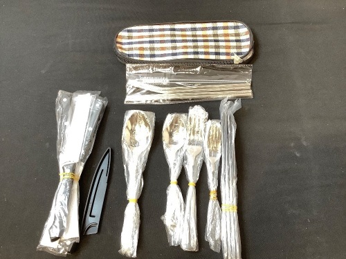 Picnic Travel Metal Flatware Set w/ Case - Lot 138