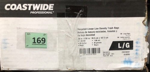 Case of (100) Recycled Linear Low Density Trash Bags - Lot 169