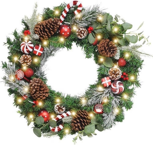 Pre-Lit 50 LED Lighted Christmas Wreath - Lot 204