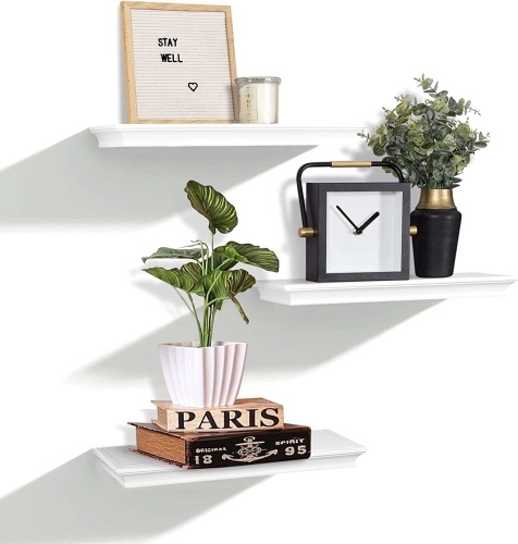 Floating Shelves w/ Invisible Brackets, Crown Molding Design - Lot 370