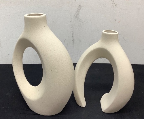 Set of 2 Ceramic Modern Vases for Flowers - Lot 343