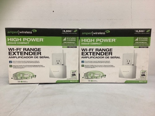 Lot of (2) AmpedWireless Wi-Fi Range Extender REC10, Appears New, Sold As-is - Lot 252