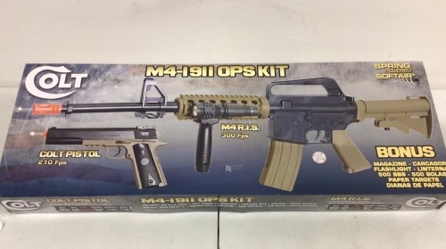 Colt M4-1911 OPS Spring-Powered Rifle and Pistol Airsoft Kit, E-Commerce Return, Sold as is - Lot 405