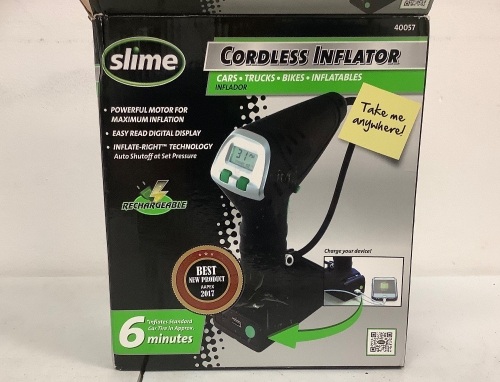 Slime Cordless Inflator, E-Comm Return, Sold As-is - Lot 558