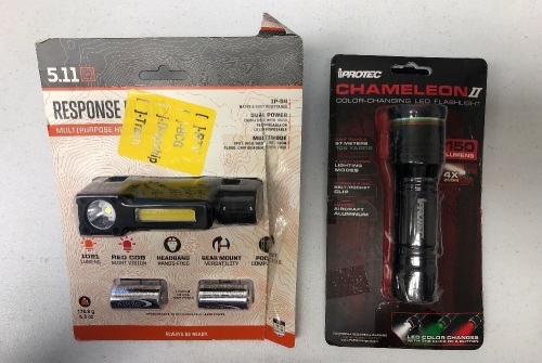 Lot of (2), Tactical Response XR1 Headlamp(Untested) and iProtec Chameleon II Flashlight(Works), E-Commerce Return, Sold as is - Lot 577
