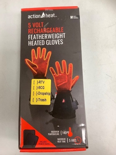 ActionHeat Rechargeable Featherweight Heated Gloves Men's S, Appears New, Sold As-is - Lot 363