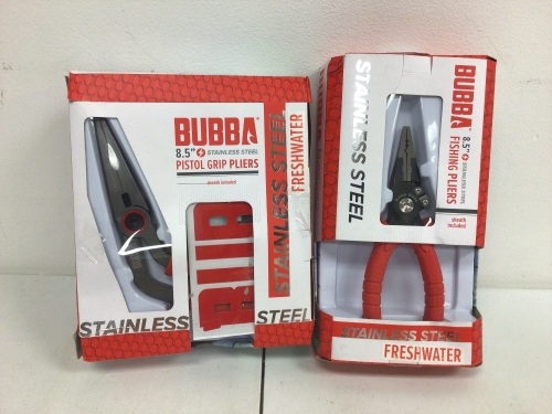 Lot of (2) Bubba Stainless Steel Pistol Grip Pliers and Fishing Pliers, E-Comm Return, Sold As-is - Lot 418