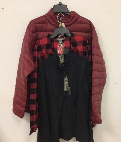 Lot of (3) Natural Relfections 10 Button Pullover, PJ Shirt and RedHead Parka Women's L, Appears New, Sold As-is - Lot 432